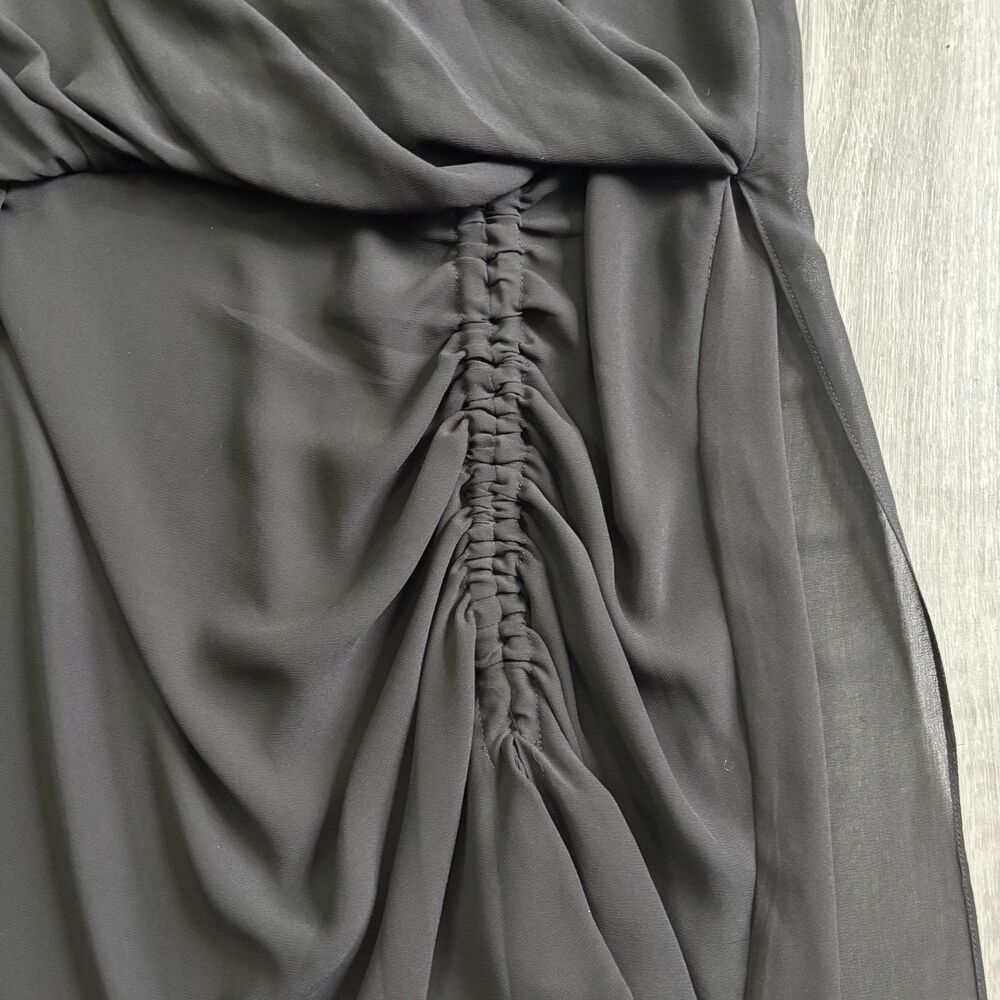All Saints Cathea Dress Women Size 6 US, 38 EU Black Sleeveless Chiffon Drape - Picture 6 of 10